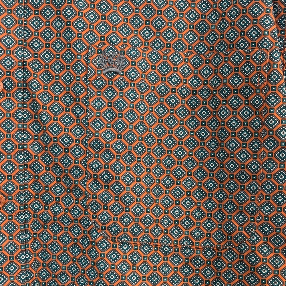 Cinch Men's Rusty Orange Patterned Button Down Sh… - image 2